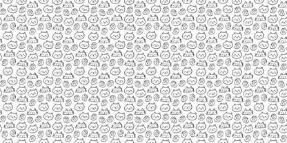 InkBird Print Studio vinyl gift wrap, black and white cat face pattern, seamless design, various expressions, ideal for custom wrapping.